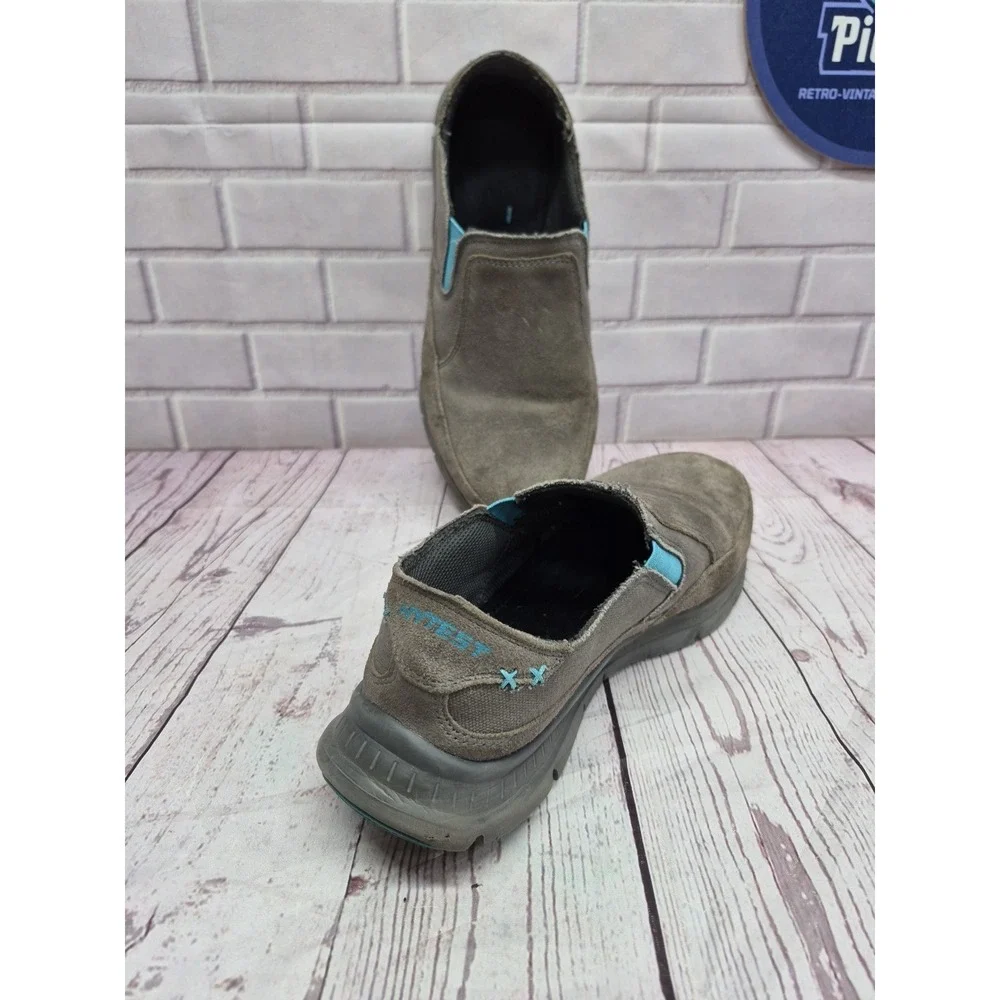 Hytest Blake Slip On Steel Toe Safety Rated Women's Size 9W Gray Teal~Used